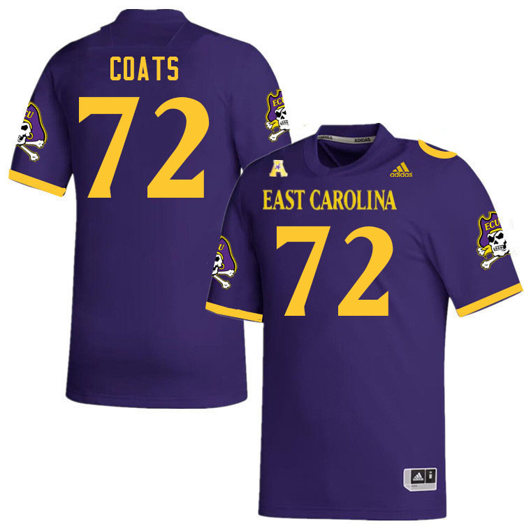 Men #72 William Coats ECU Pirates 2023 College Football Jerseys Stitched-Purple